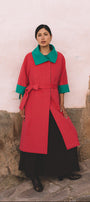 Baby alpaca short sleeve coat in fuchsia