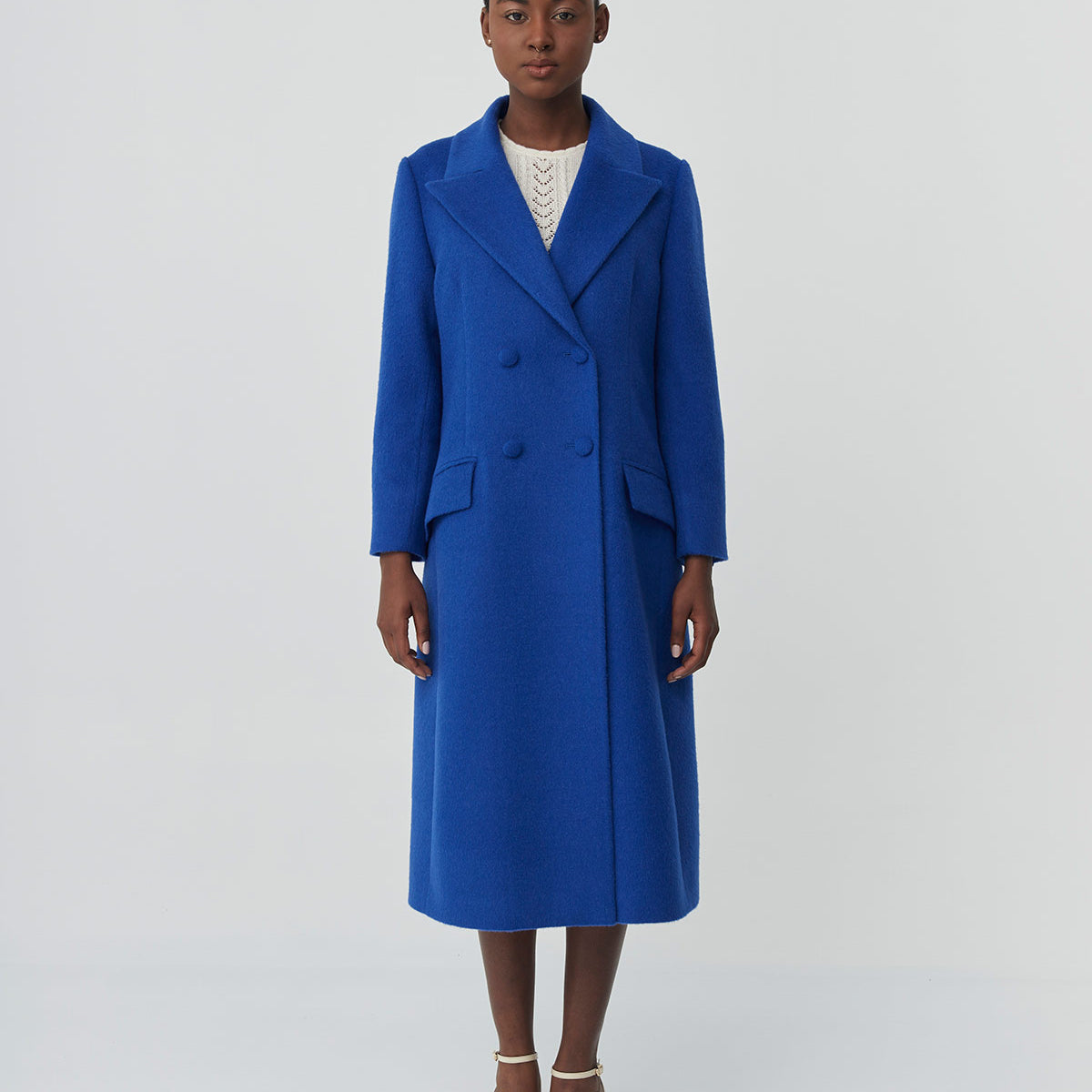 Baby alpaca tailored blue coat | Michelle coat
