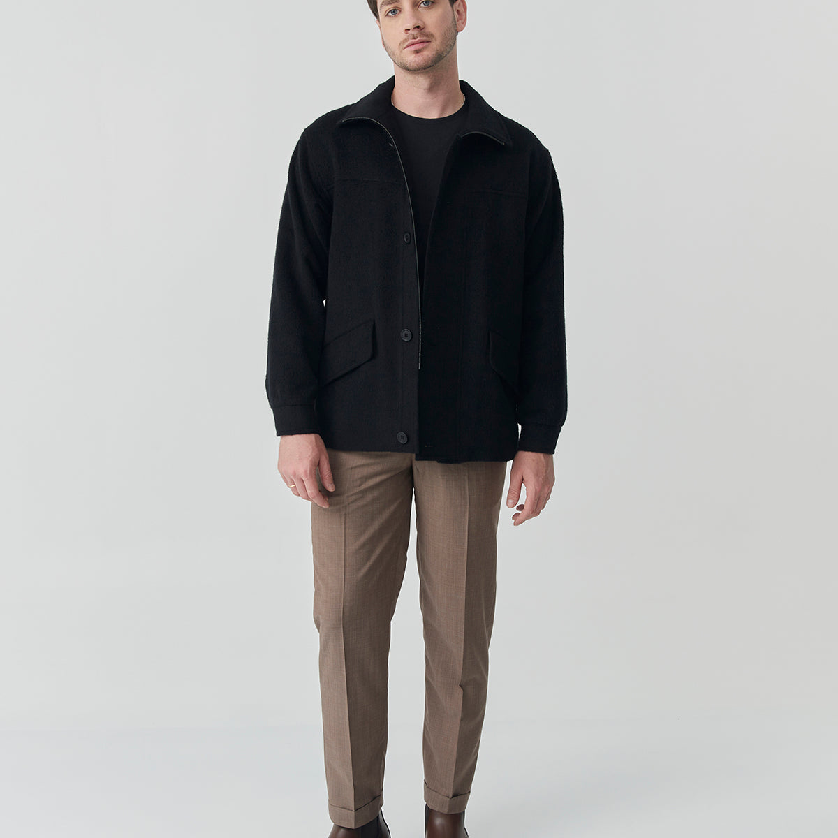 Black Baby Alpaca Jacket | Theo Jacket