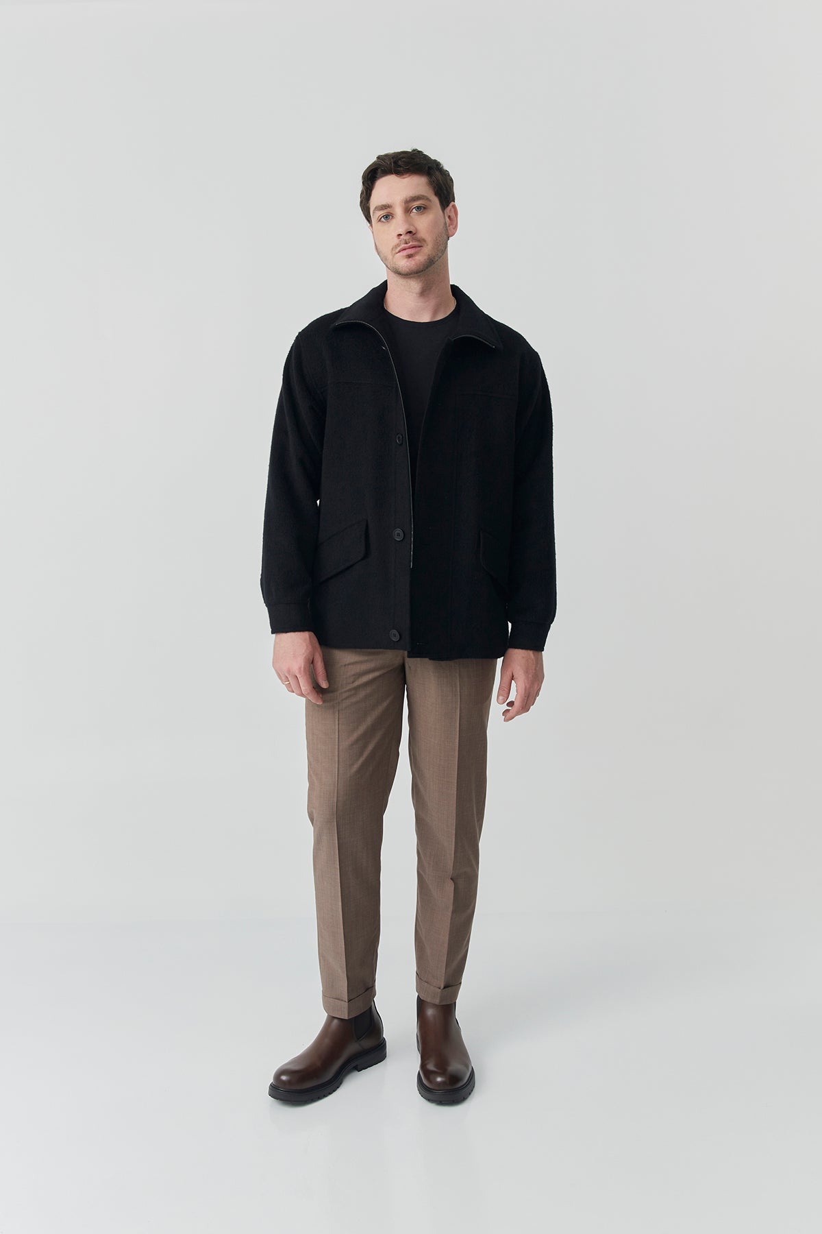 Black Baby Alpaca Jacket | Theo Jacket