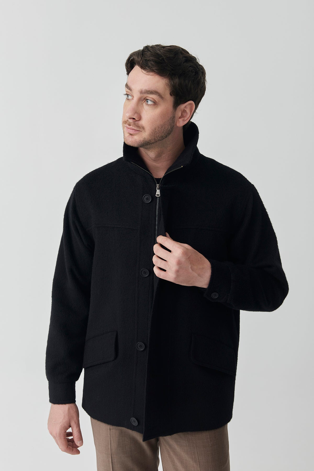 Black Baby Alpaca Jacket | Theo Jacket