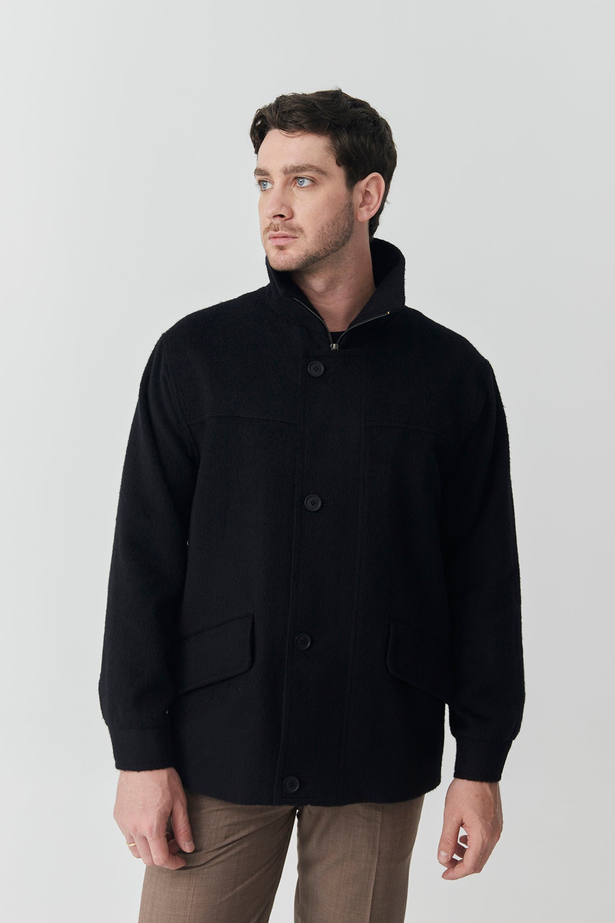 Black Baby Alpaca Jacket | Theo Jacket