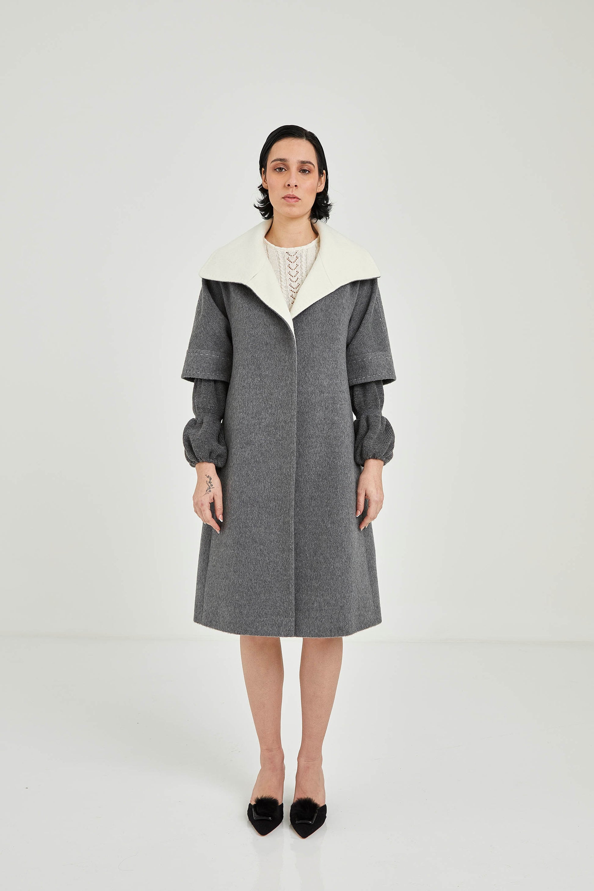 Short-sleeve Baby Alpaca Coat | Elisse