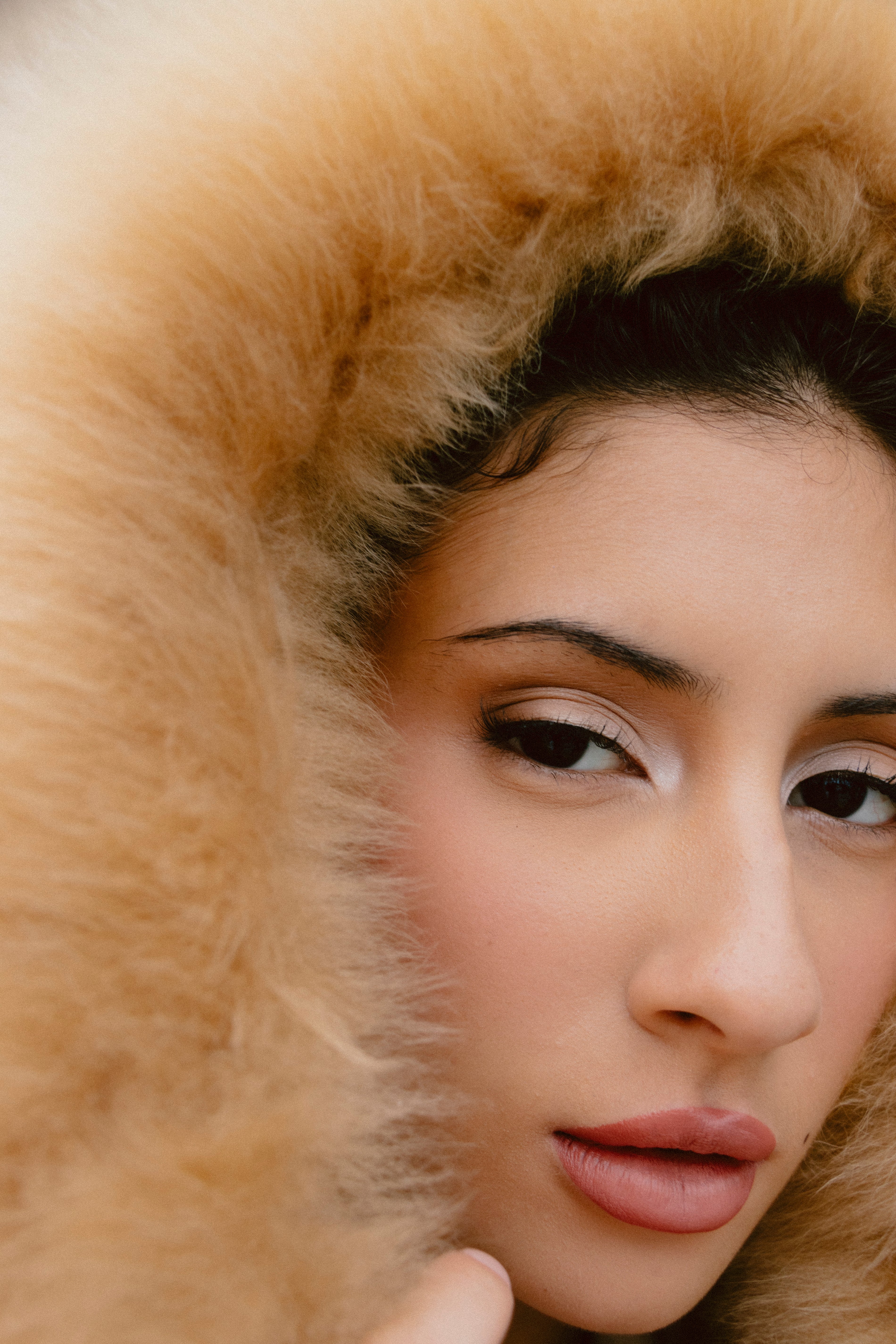 Scarf with Fur | Rosette