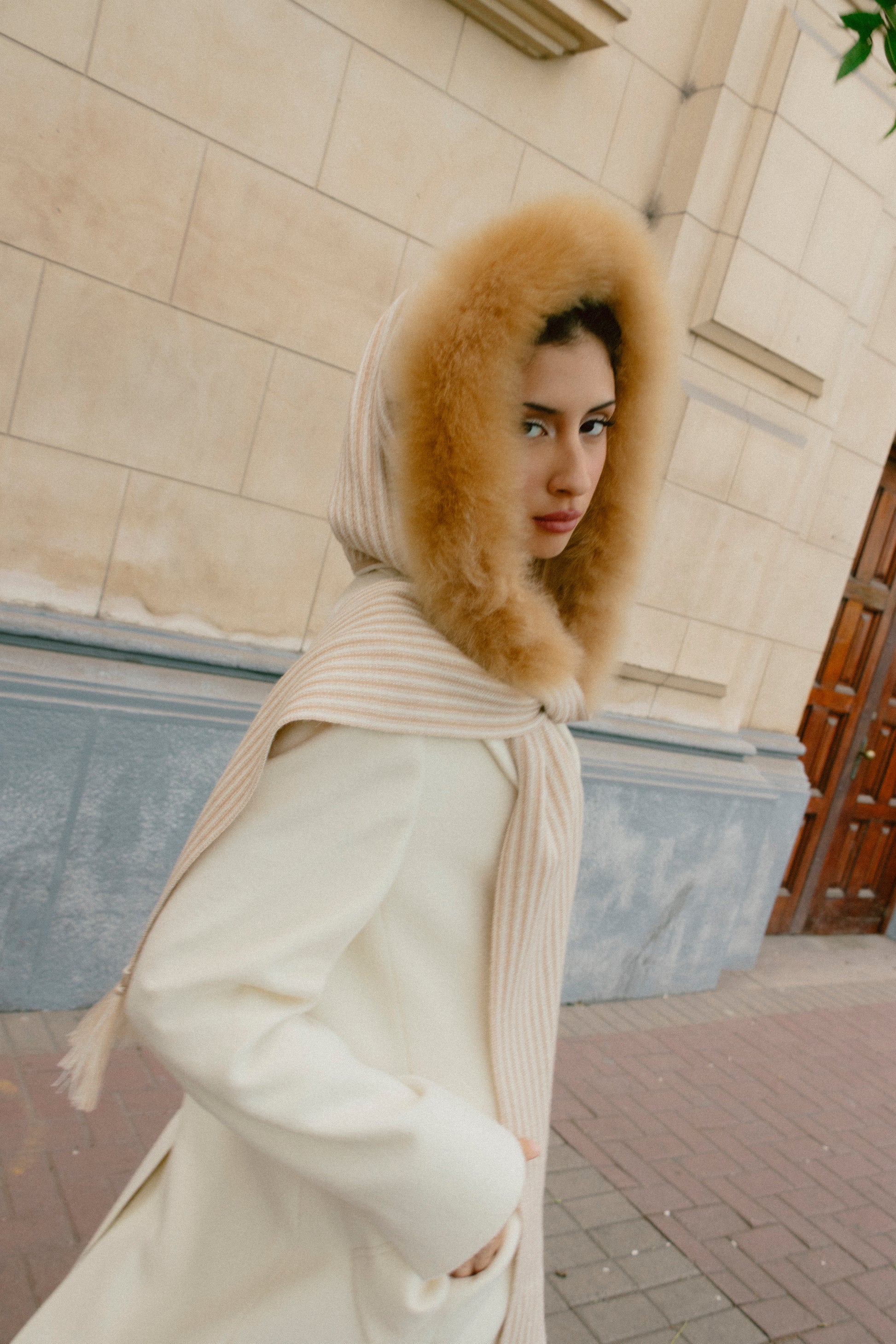 Scarf with Fur | Rosette