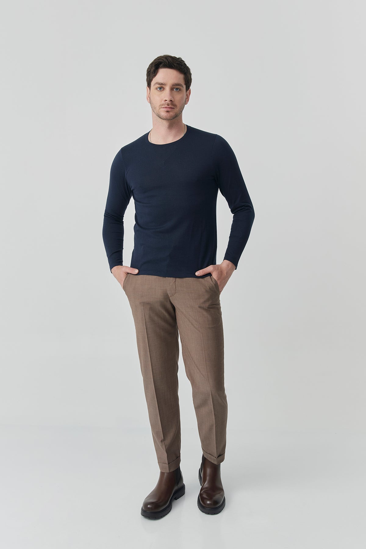 Navy Blue T-shirt Knitted | 100% Pima Cotton