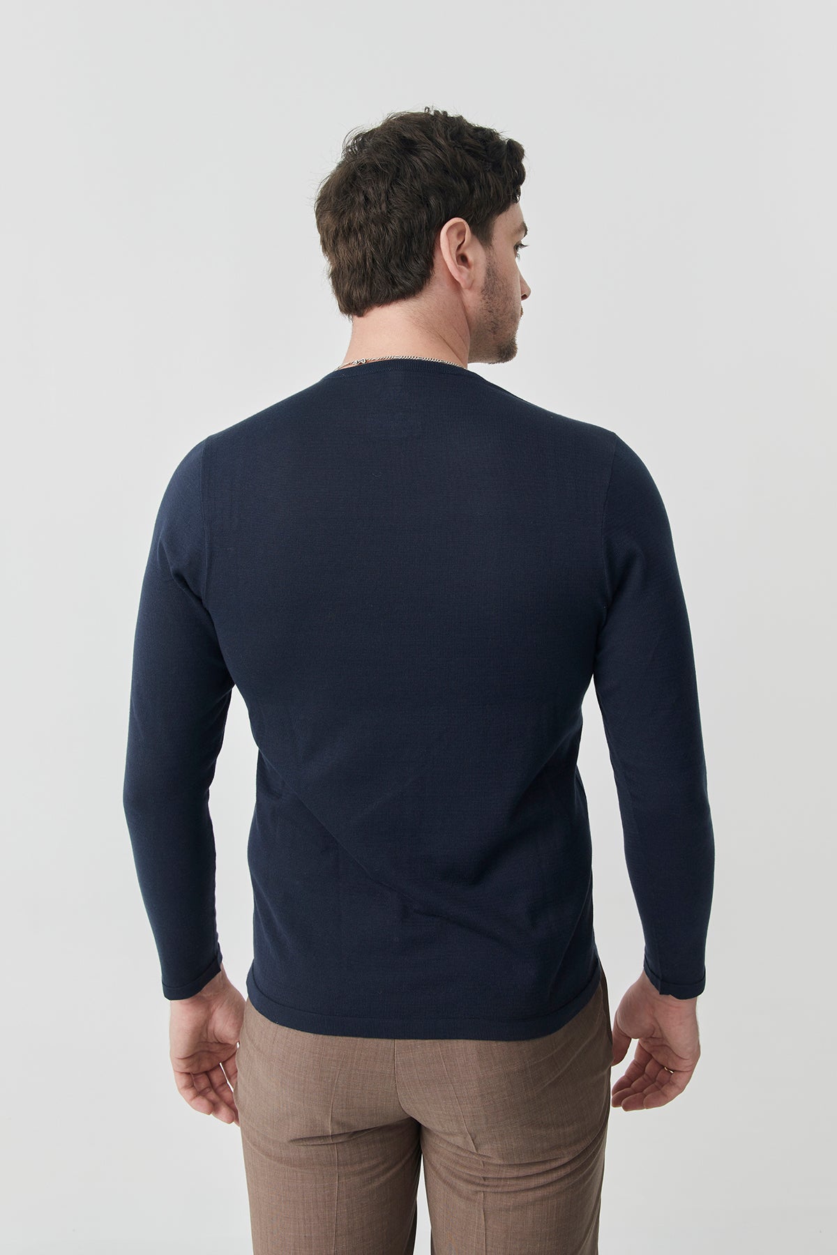 Navy Blue T-shirt Knitted | 100% Pima Cotton