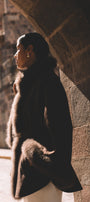 Soleil luxury baby alpaca fur cape in bitter brown