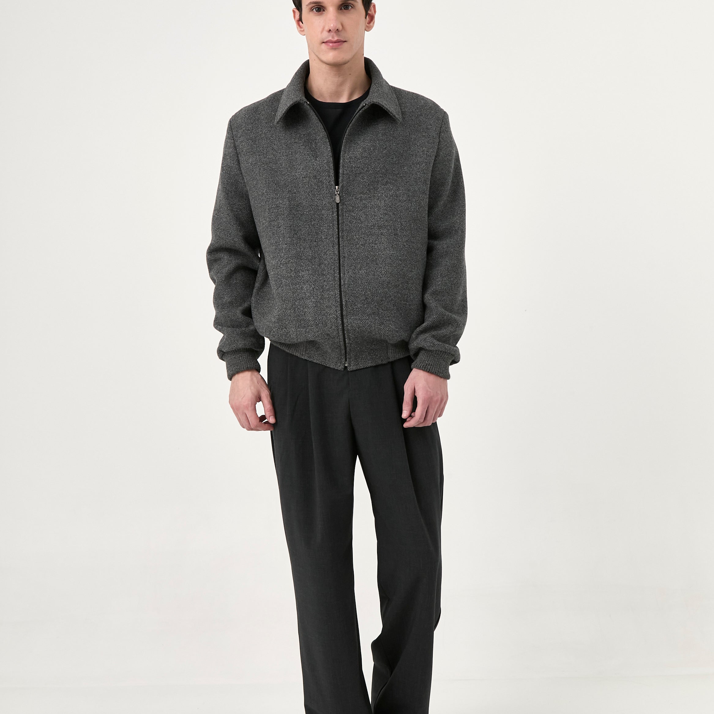 Bomber Leo Herringbone Baby Alpaca