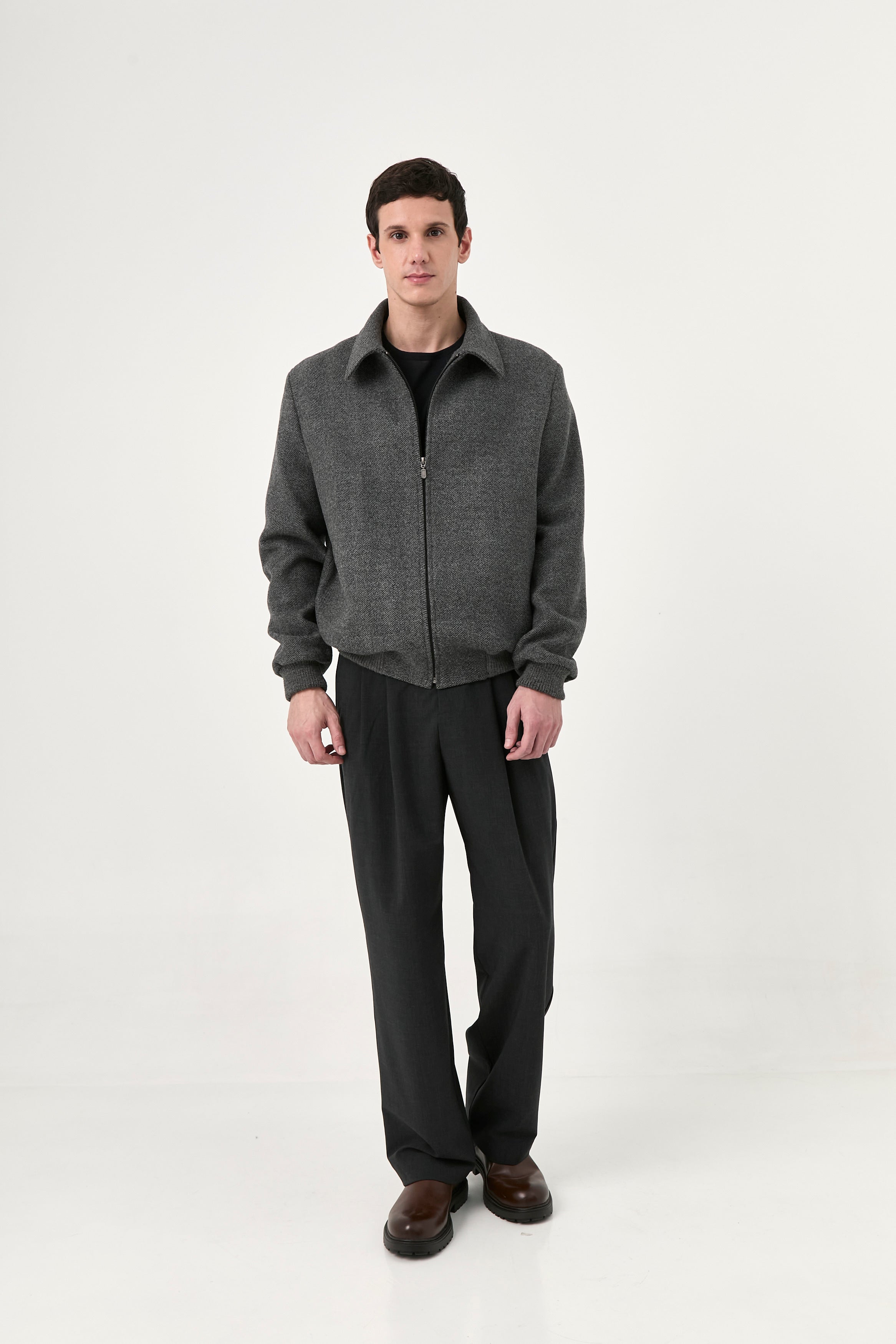 Bomber Leo Herringbone Baby Alpaca