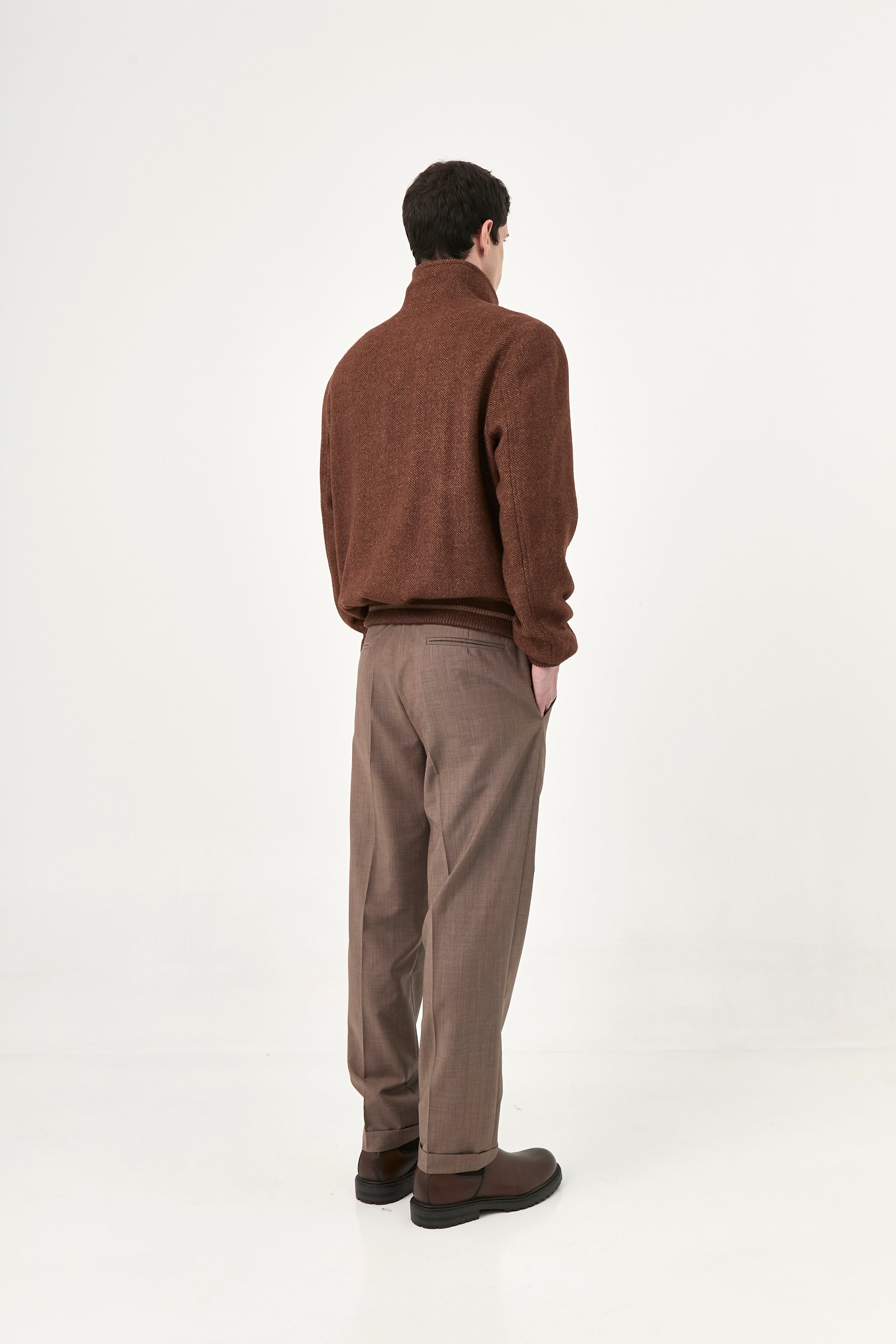 Bomber Tom – Camel Herringbone Baby Alpaca