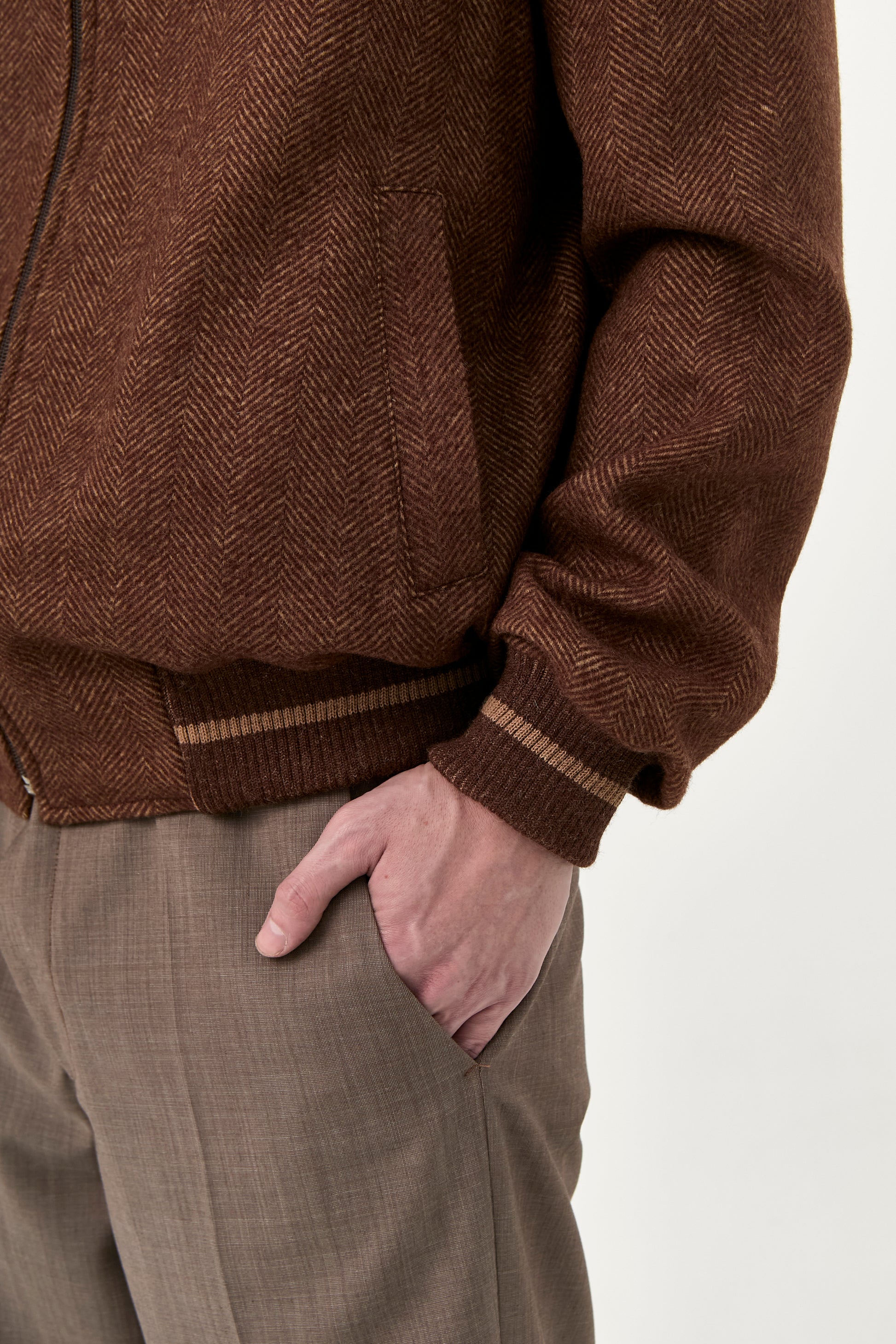 Bomber Tom – Camel Herringbone Baby Alpaca