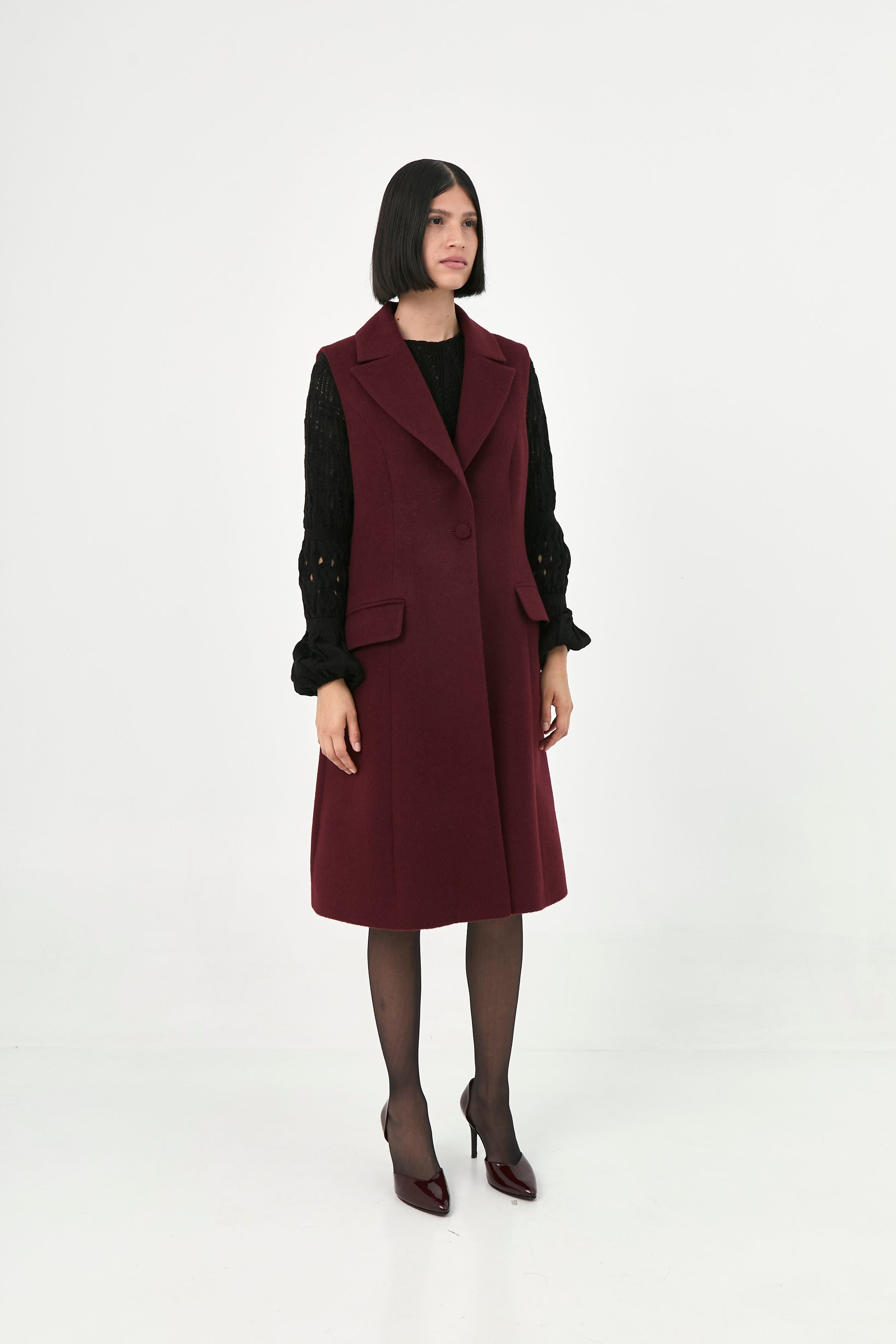 Baby Alpaca Sleeveless Coat | Luana