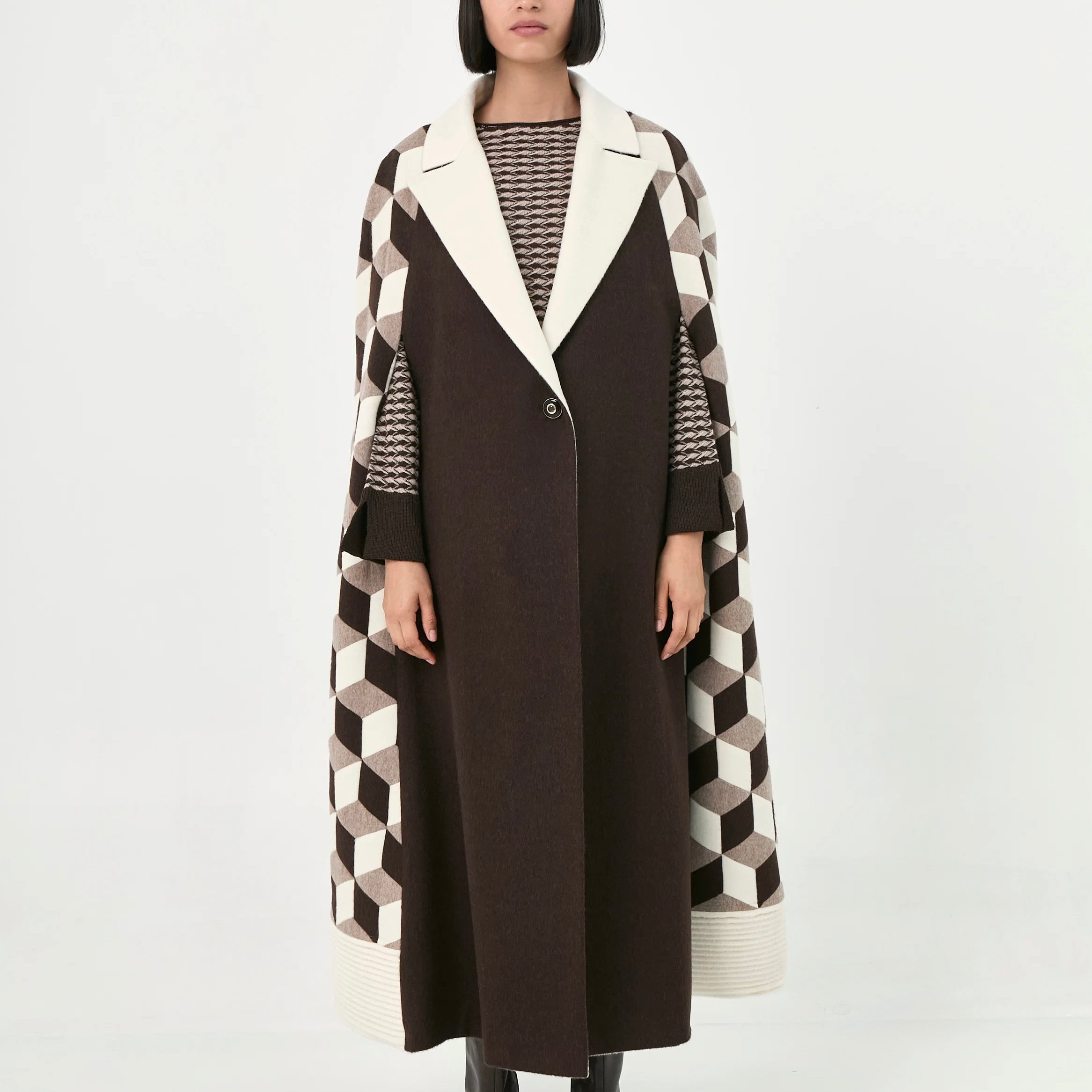 Cuboid Handcrafted Cape Coat | Emilia
