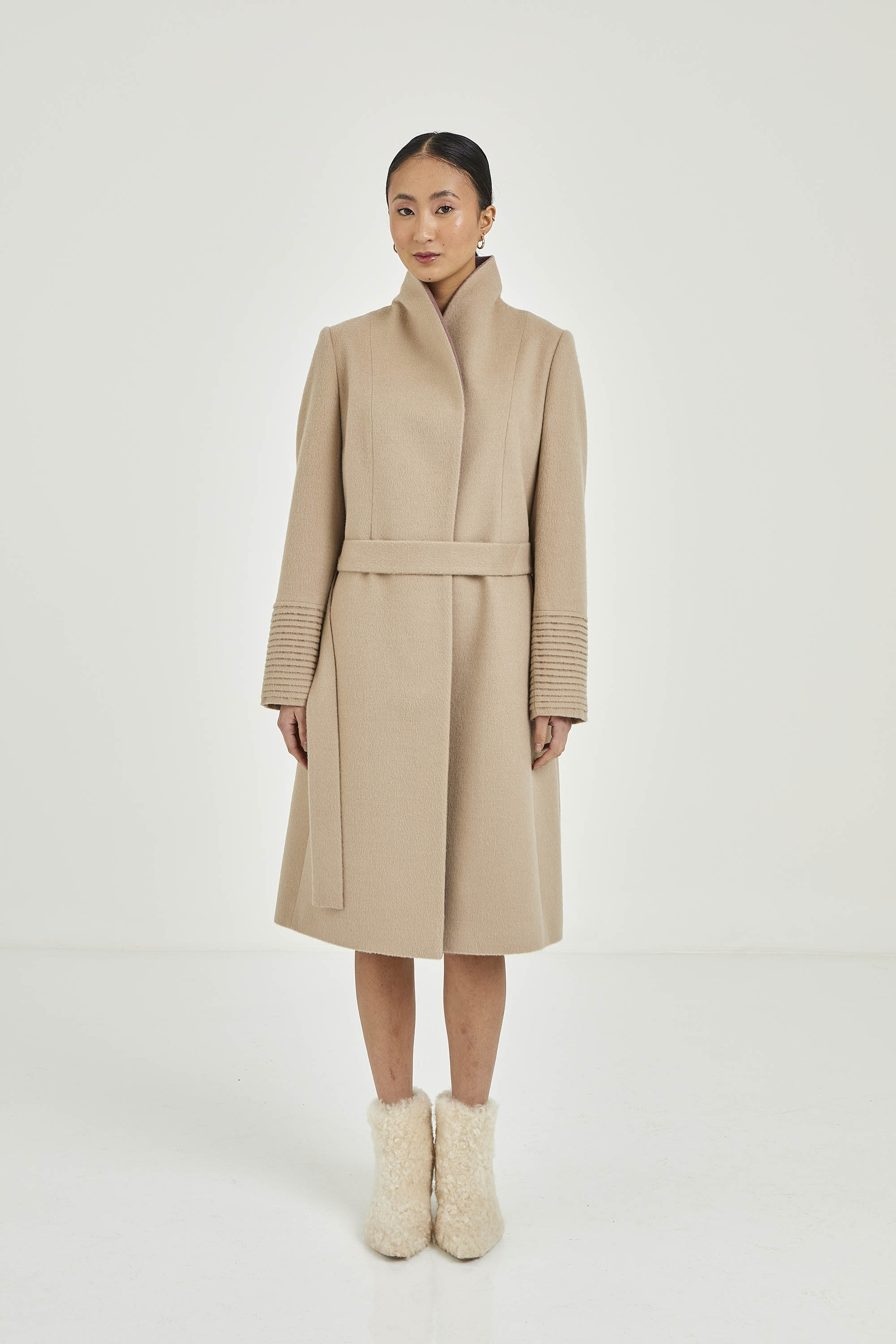 Baby Alpaca Two-tone Coat  | Katherin