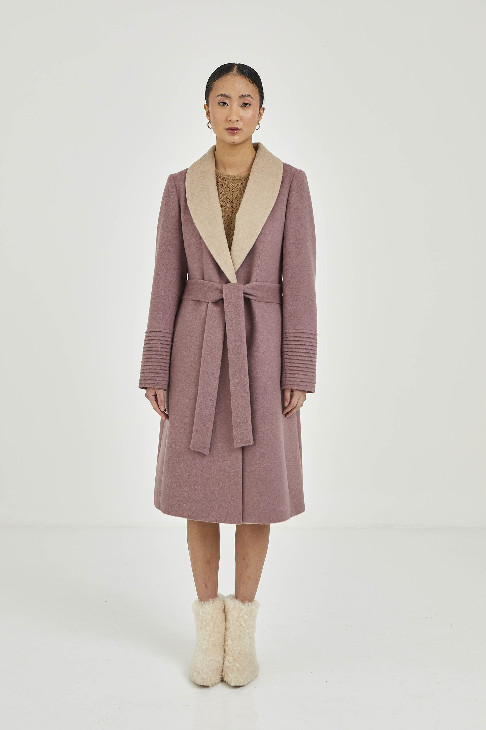 Baby Alpaca Two-tone Coat  | Katherin
