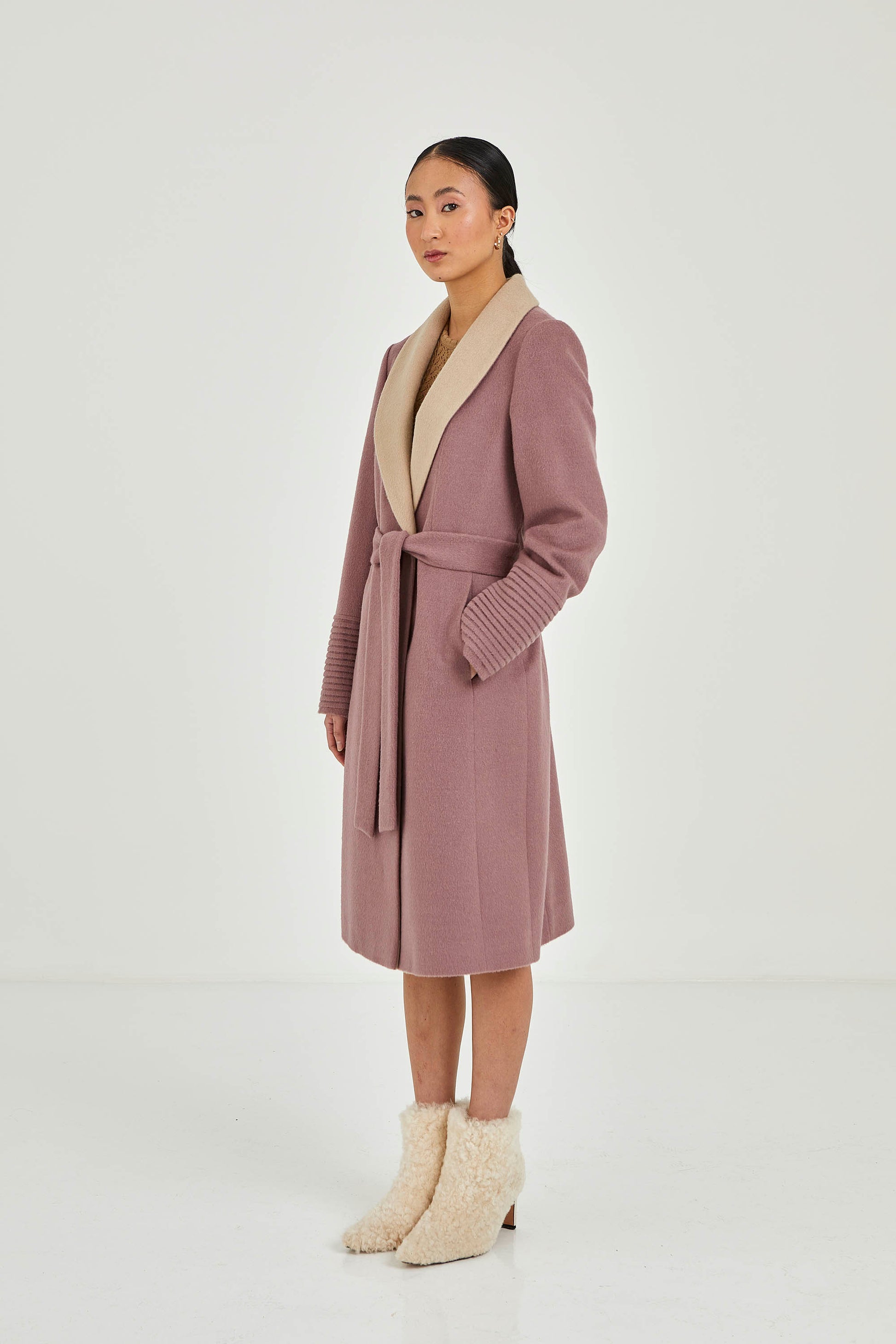 Baby Alpaca Two-tone Coat  | Katherin