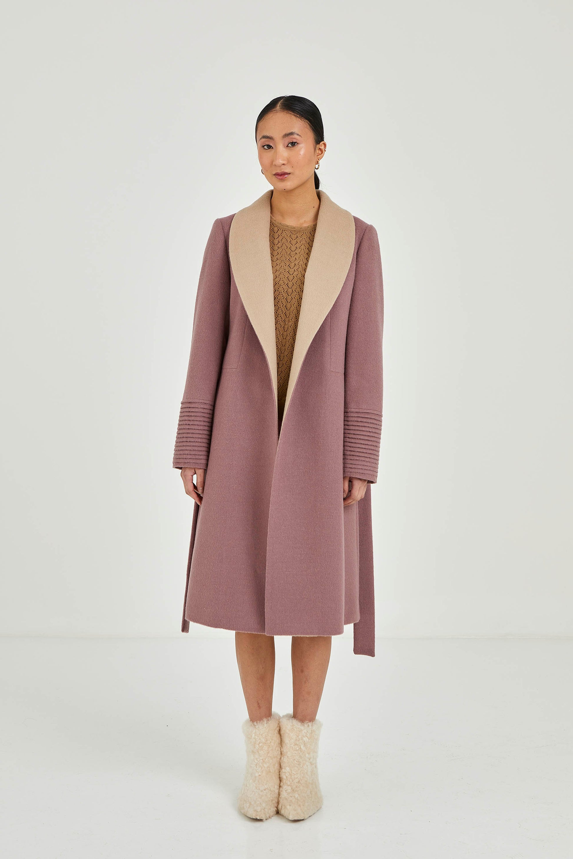 Baby Alpaca Two-tone Coat  | Katherin