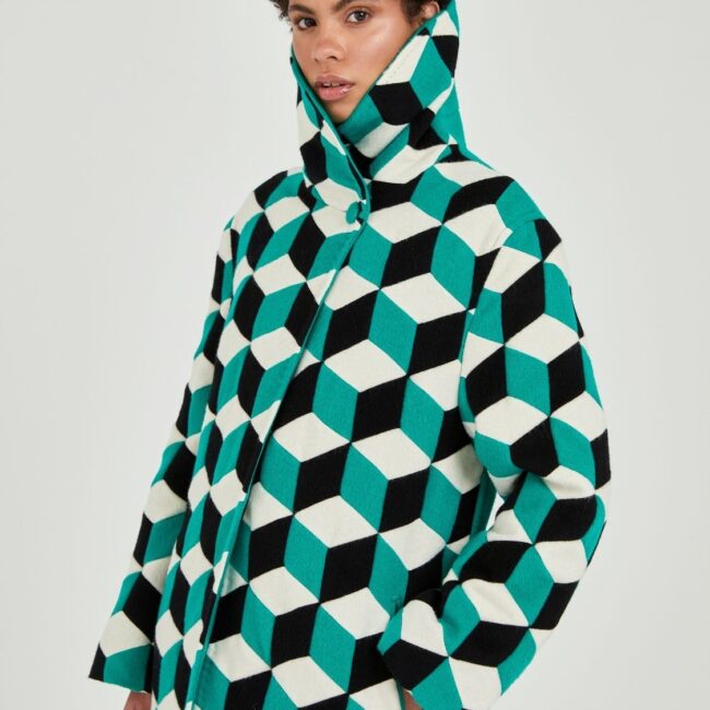 Cuboid green handcrafted coat - Image 5