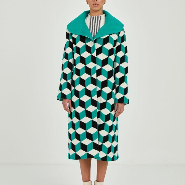 Cuboid green handcrafted coat