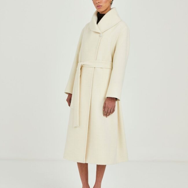 Classic Drape ivory Coat - Image 4