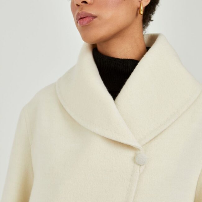 Classic Drape ivory Coat - Image 5