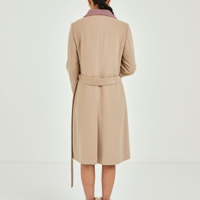 Two-tone collar’s beige coat - Image 2
