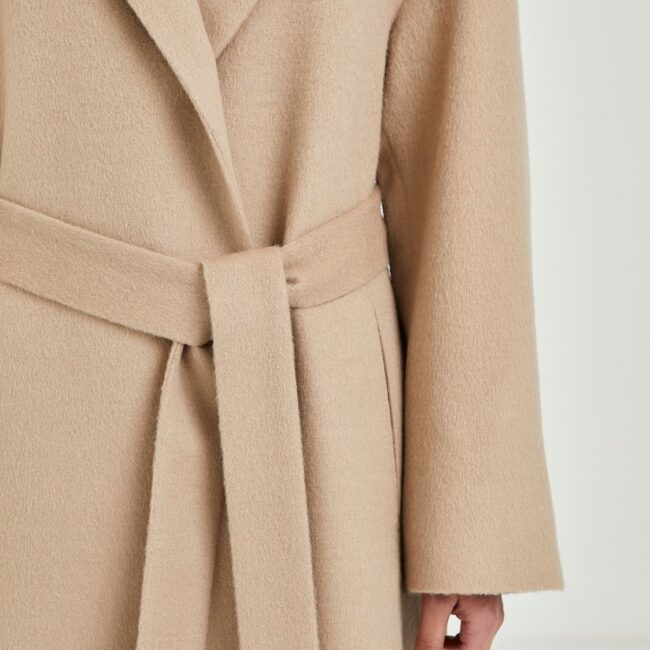 Beige Narrow Lapel Long Coat - Image 3