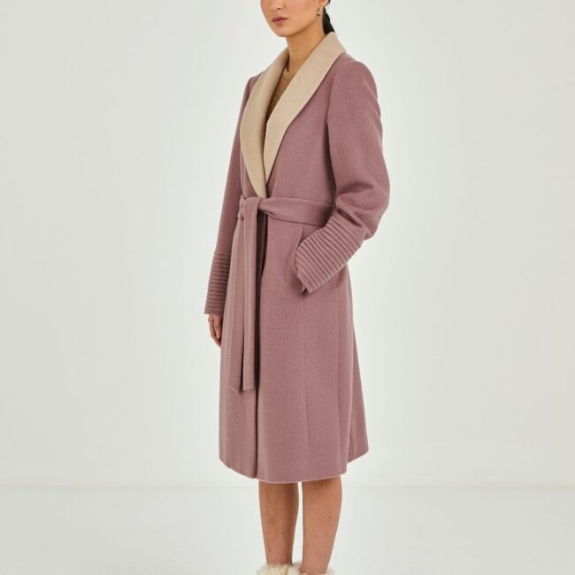 Two-tone collar’s plum coat - Image 2