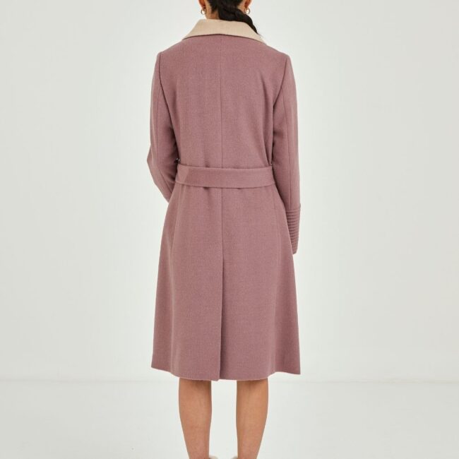 Two-tone collar’s plum coat - Image 4