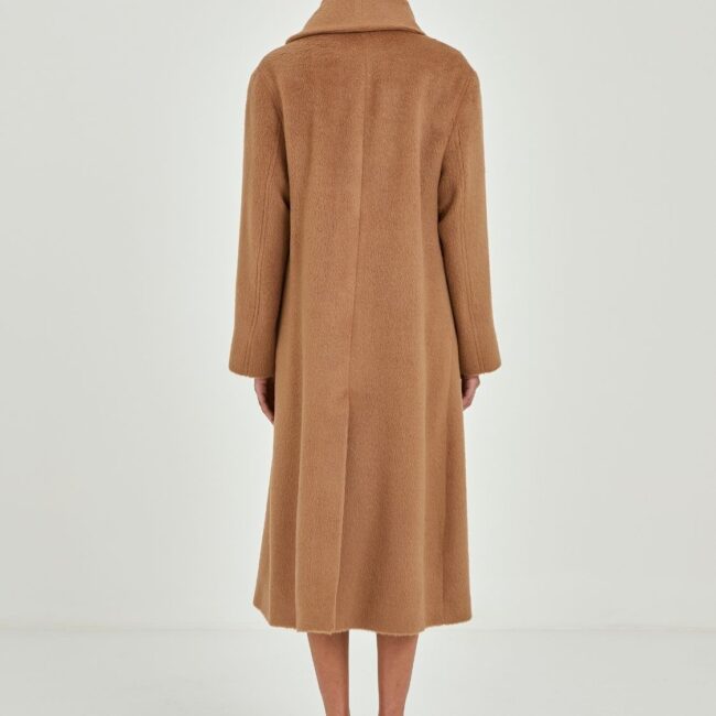 Classic Drape Camel Long Coat - Image 3
