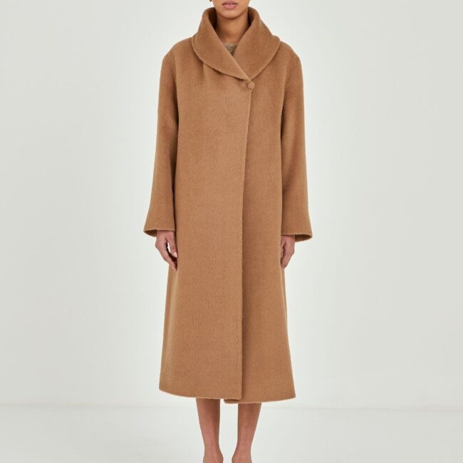 Classic Drape Camel Long Coat