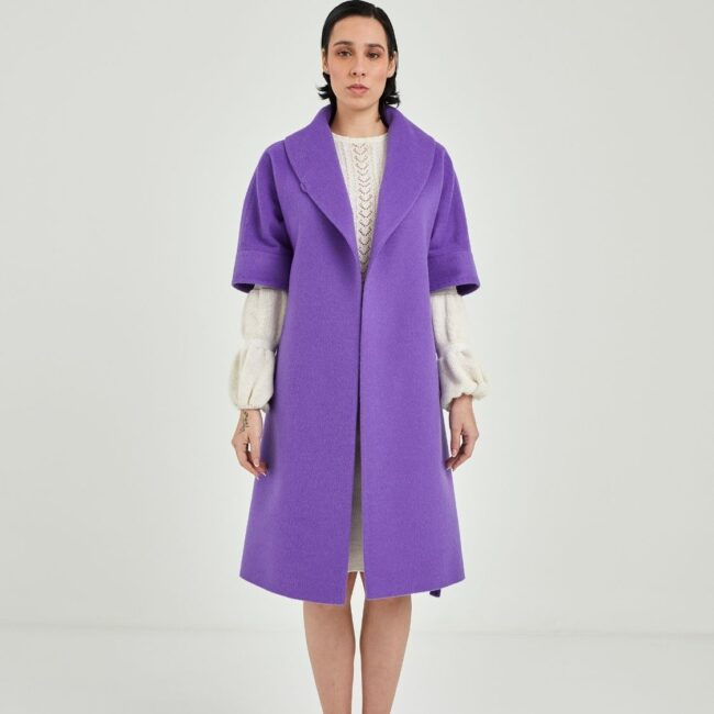 Handcrafted purple short sleeve coat