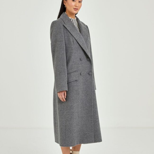 Long Gray Coat, Four-Button Design - Image 2