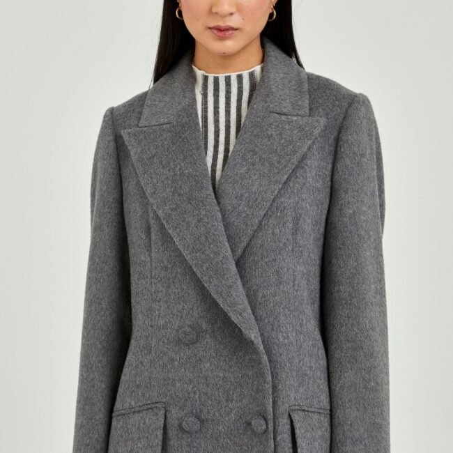 Long Gray Coat, Four-Button Design - Image 4