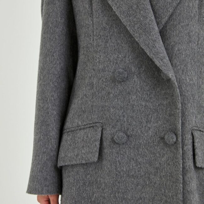 Long Gray Coat, Four-Button Design - Image 5