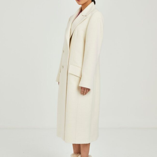 Long Ivory Coat, Four-button Design - Image 2