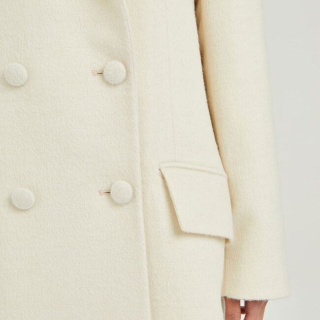 Long Ivory Coat, Four-button Design - Image 4