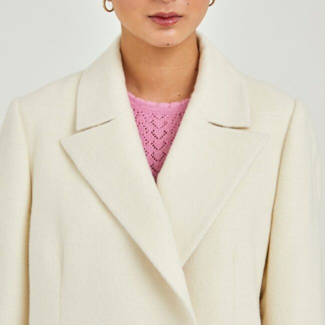 Long Ivory Coat, Four-button Design - Image 5