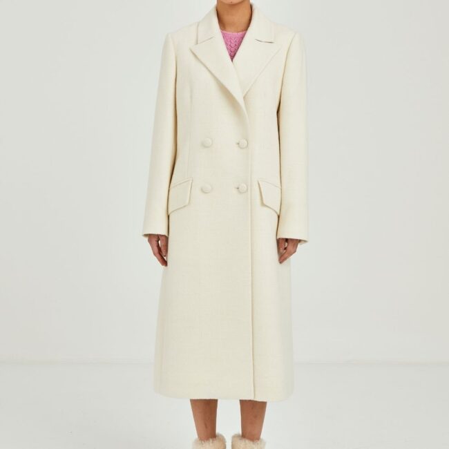 Long Ivory Coat, Four-button Design