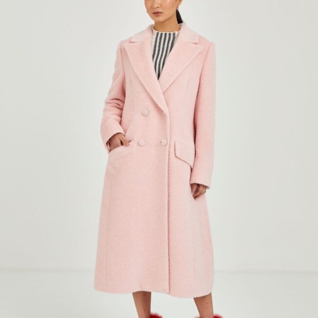 Heritage Long Pink Coat, Four-Button Design - Image 2