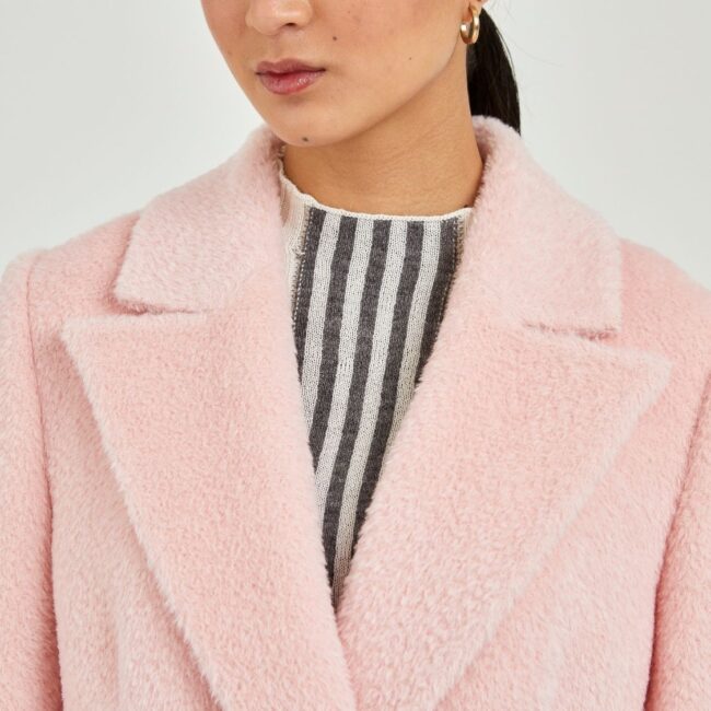 Heritage Long Pink Coat, Four-Button Design - Image 4
