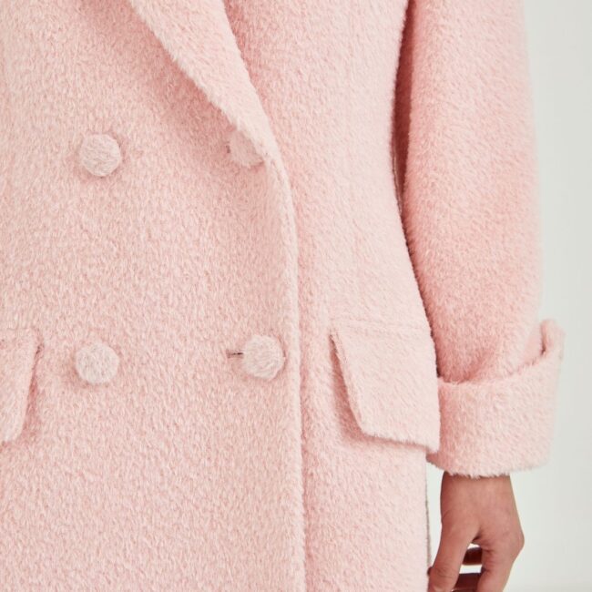 Heritage Long Pink Coat, Four-Button Design - Image 5
