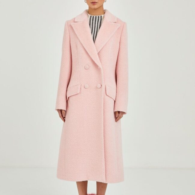 Heritage Long Pink Coat, Four-Button Design