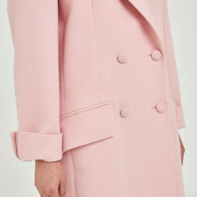 Long Pink Coat, Four-Button Design - Image 5