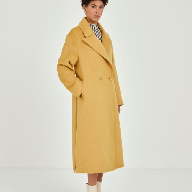Mustard yellow Tailored long coat - Image 2