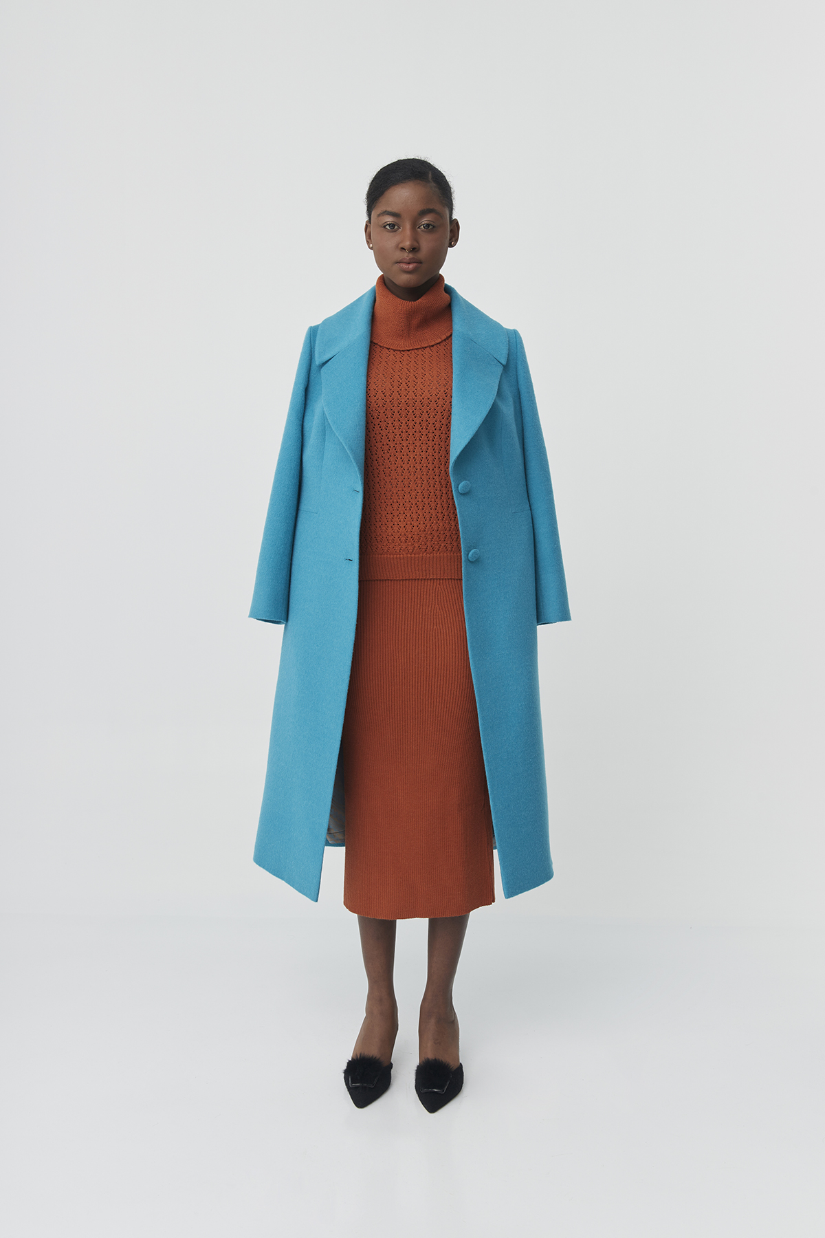 Baby alpaca turquoise coat| Kate Coat