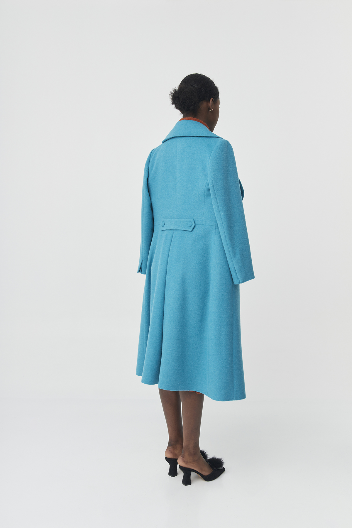 Baby alpaca turquoise coat| Kate Coat - Image 3