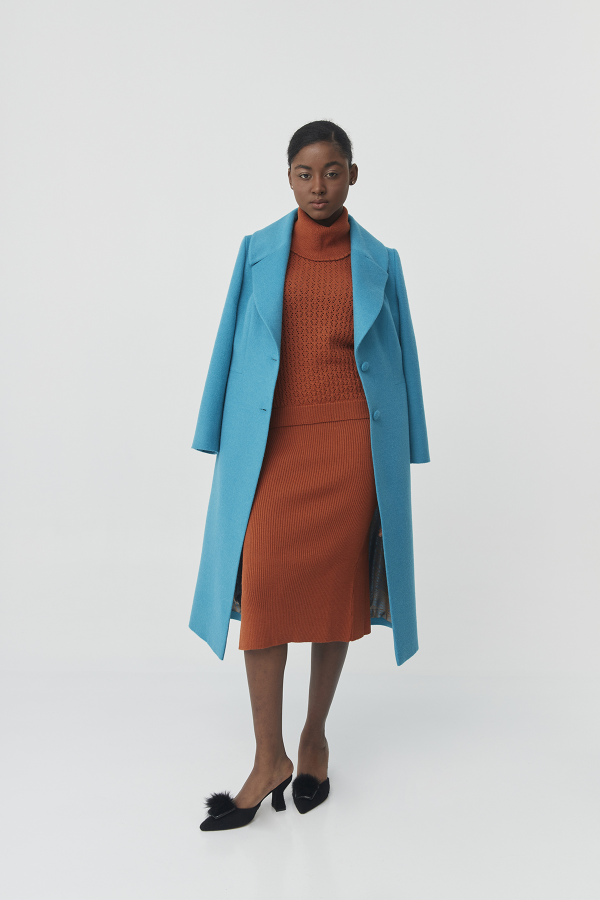 Baby alpaca turquoise coat| Kate Coat - Image 4