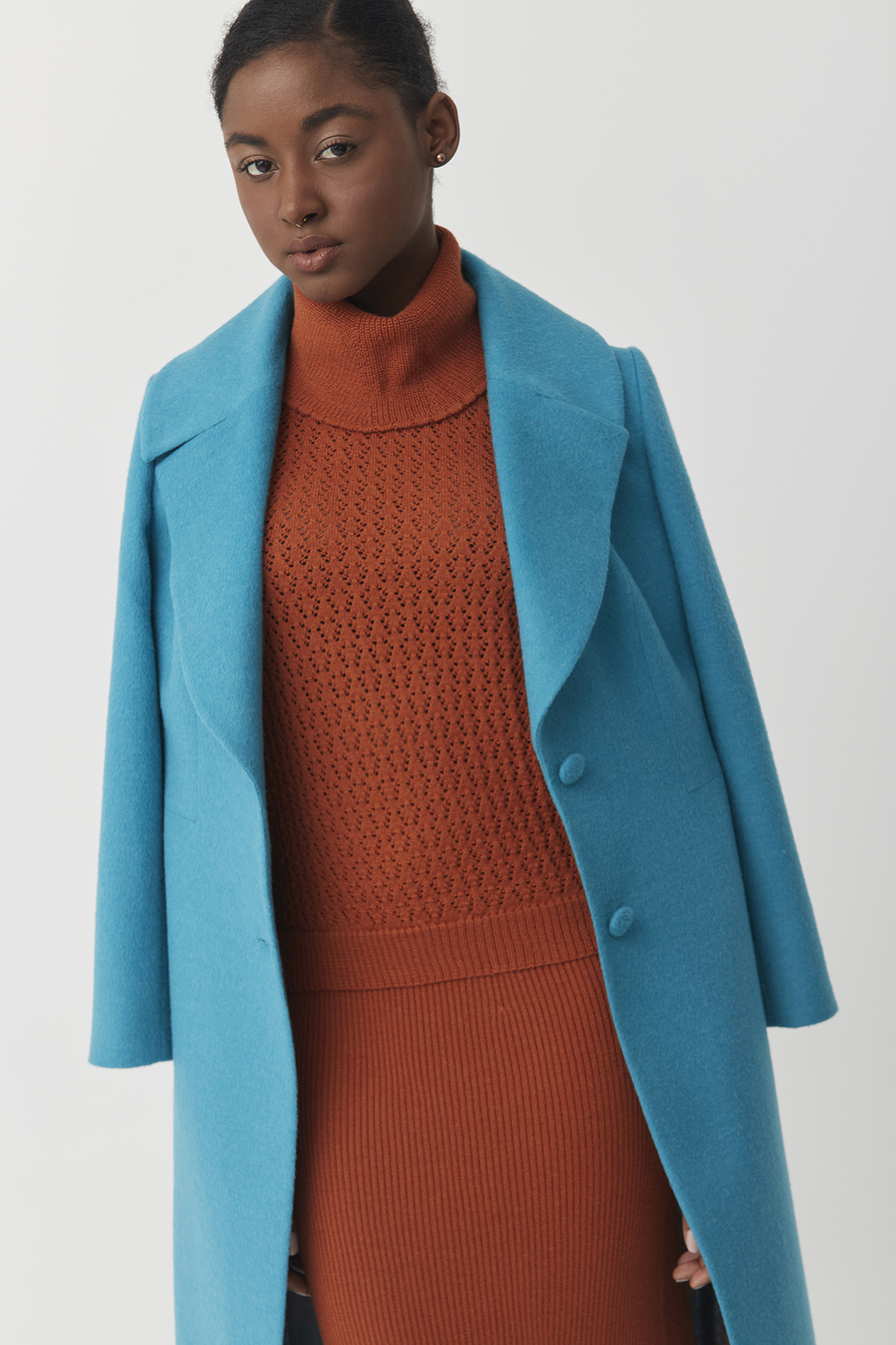 Baby alpaca turquoise coat| Kate Coat - Image 5